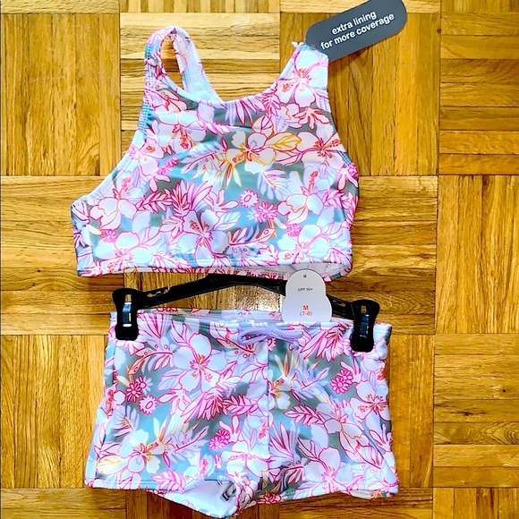 Wonder Nation Other - GIRLS M (7/8) - Sporty Tropical Two-Piece Swimsuit - NWT